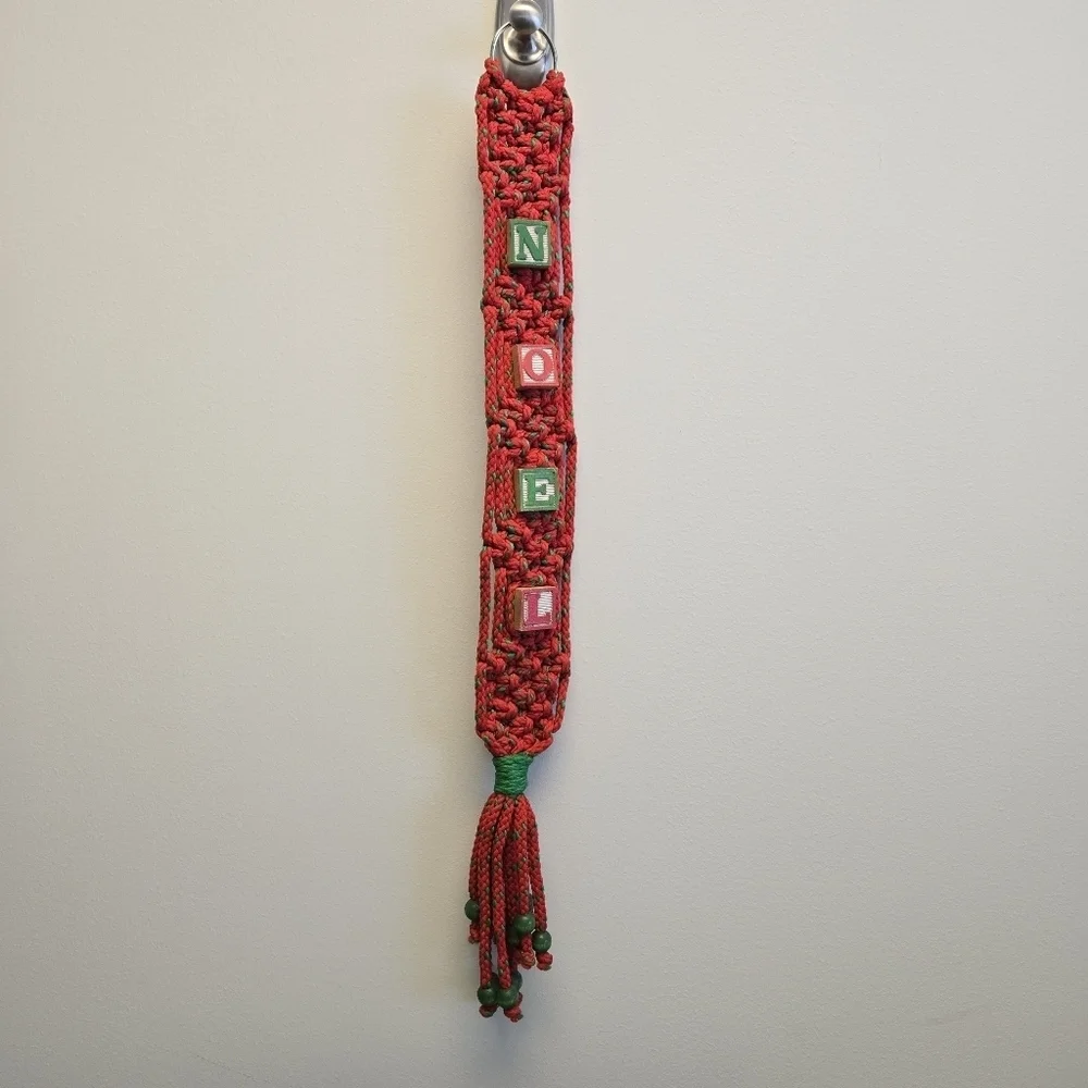 Noel Christmas Macrame with Toy Letter Blocks Vintage Decor